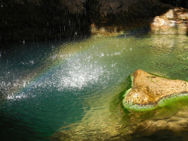 Beautiful rainbow in waterfall Imouzzer Morroco 