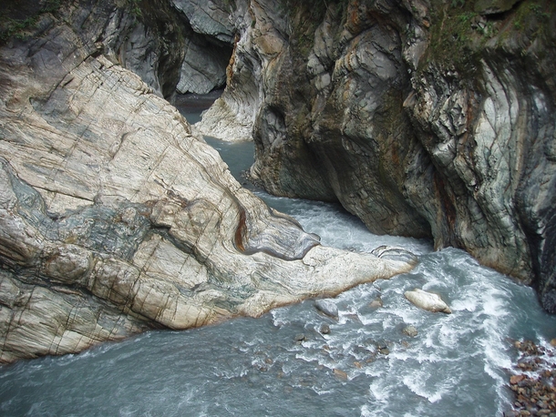 Beautiful rock formations on The Liwu River in Taiwan 