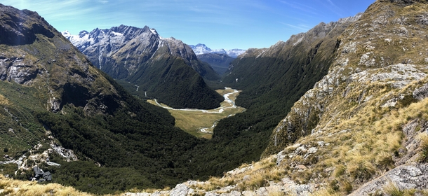Been seeing a lot of the Milford Sound here This was taken above Routeburn Falls on the Routeburn Track a few days ago in New Zealand 