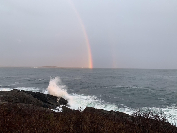 Beginnings of a double rainbow off the coast - Bailey Island Maine OC x