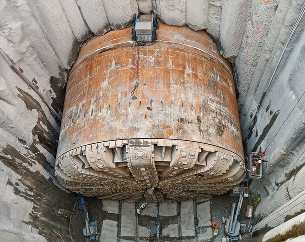 Bertha the broken tunneling machine in its access pit rseattle 