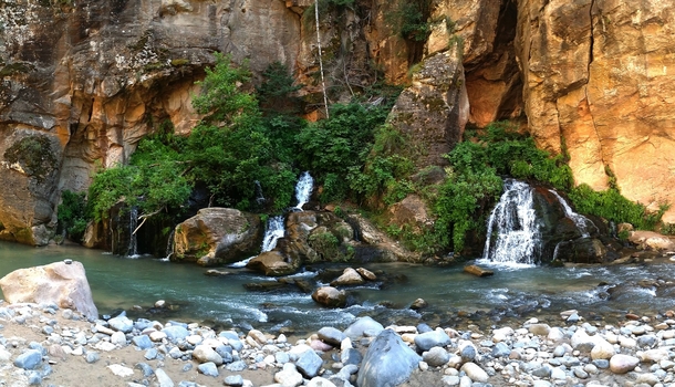 Big Springs the  mile turn around point of The Narrows bottom-up hike at Zion National Park UT 