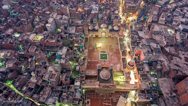 Birds Eye View of the Wazir Khan Mosque Walled City of Lahore 