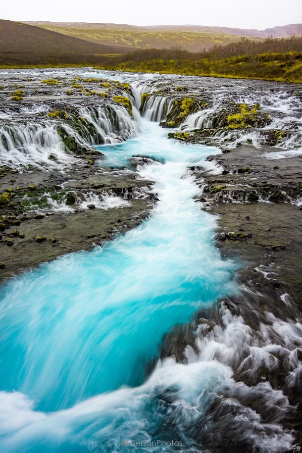 Blue Chasm - the powerful and crystal clear waters of Bruarfoss Iceland  IG BersonPhotos