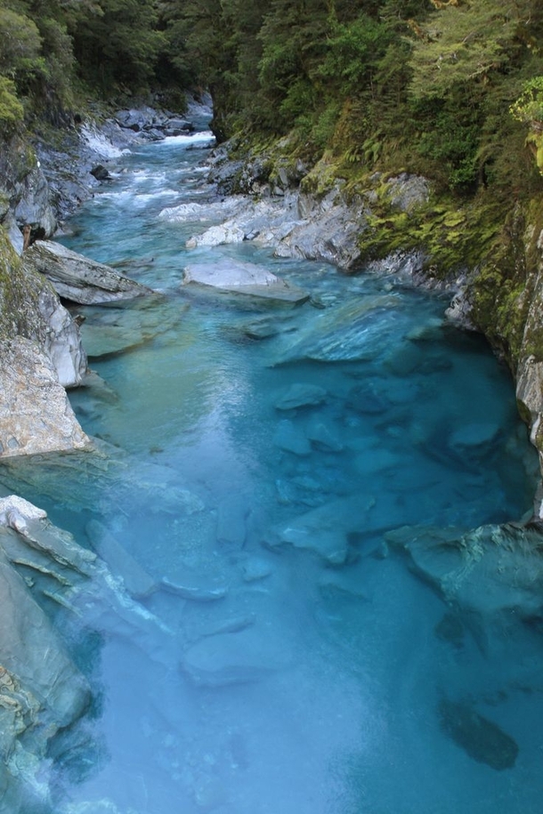 Blue creek at Mount Aspiring National Park in New Zealand 