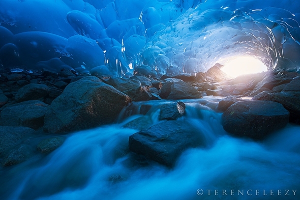 Blue ice cave in Alaska  by Terence Leezy
