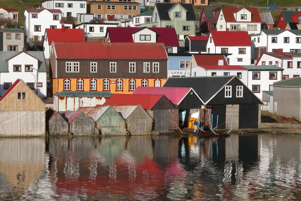 Boat houses in Vagur Faroe Islands 