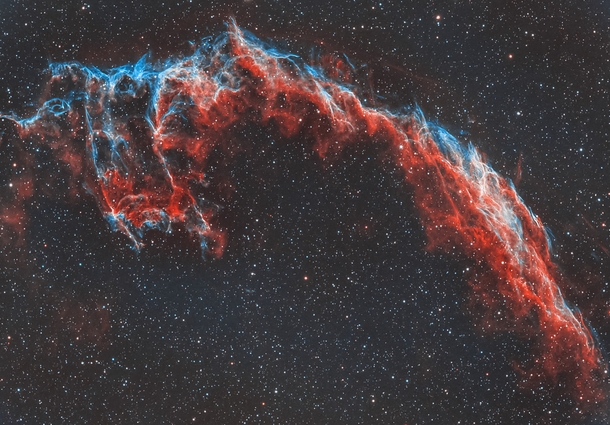 Born from the Death Explosion of a massive star the Eastern Veil Nebula is a large expanding cloud I captured it with almost  hours of exposure time