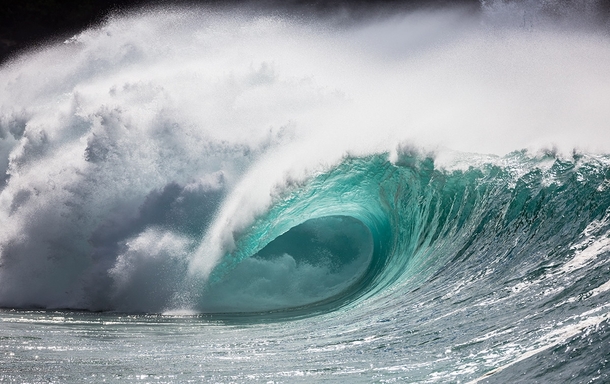 Breaking wave in Waimea Bay Hawaii 