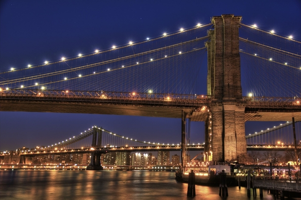 Brooklyn and Manhattan Bridge at night X-post from rHDR 