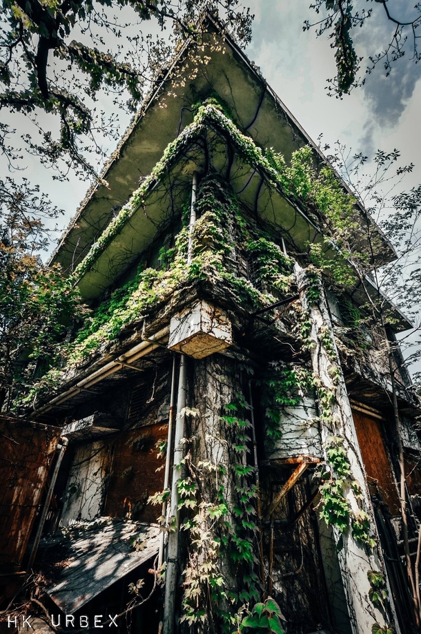 Building being digested by nature in Japan 
