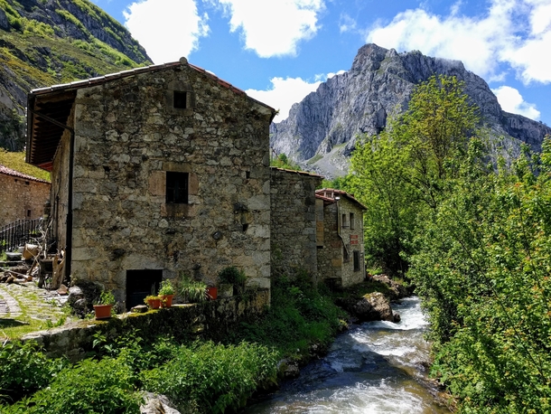 Bulnes Asturias Spain Reachable only by foot until a funicular opened in  