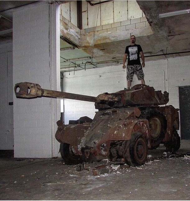 Burnt out French Tank in New Jersey