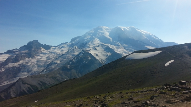 Burroughs Mountain trail looking at Mt Rainier from the first of three Burroughs Elevation  repost due to no OC Tag