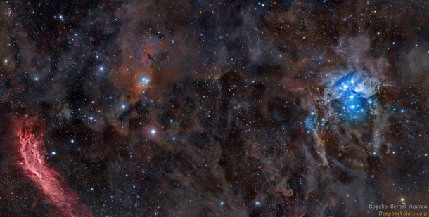 California nebula and the Pleiades 