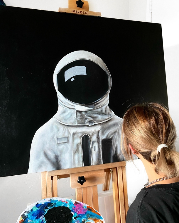 Cant wait for this acrylic astronaut painting to be finished OC