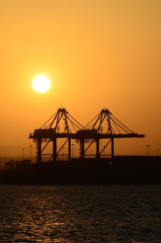 Cargo cranes in the Port of Djibouti Africa 