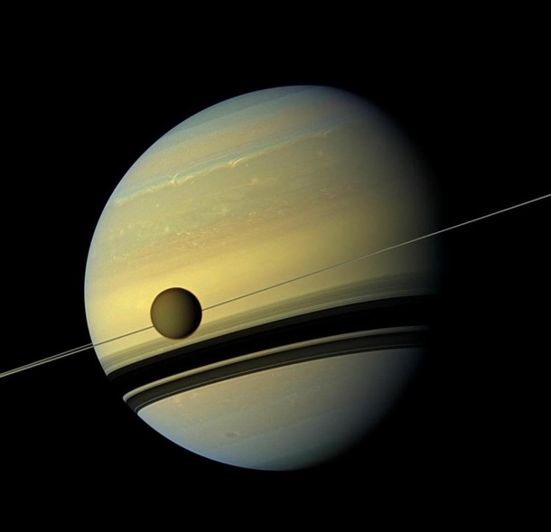 Cassini spacecraft captured this image of Saturn and Titan
