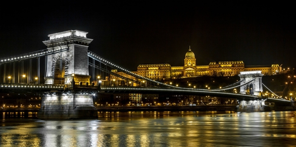 Chain Bridge and Buda Castle in Beautiful Budapest 