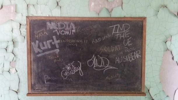 Chalk board at the asylum Athens Ohio   