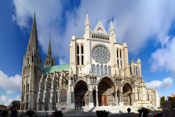 Chartres Cathedral in Chatres France considered one of the finest examples of French Gothic architecture and is a UNESCO World Heritage Site 
