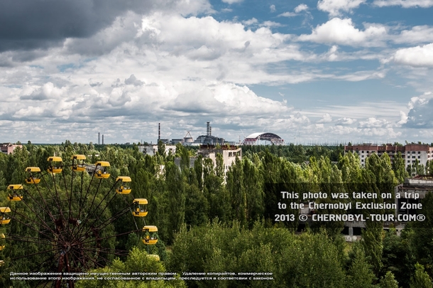 Chernobyl with new Reactor Confinement building under construction for make benefit existing population 