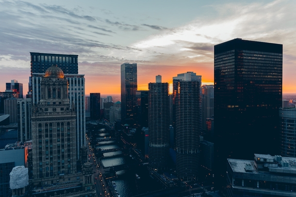 Chicago at sunset 