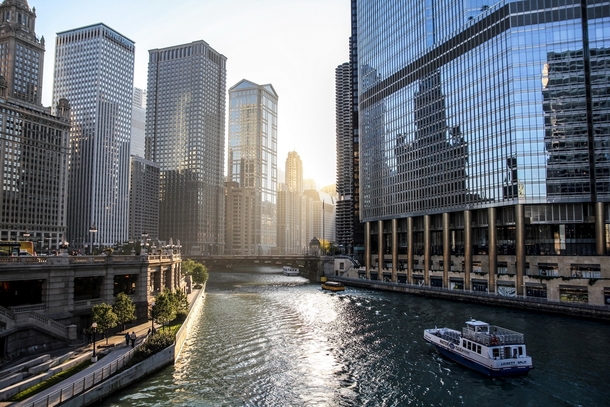 Chicago cityscape from the river by Dara Pilyugina 