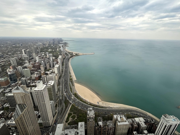 Chicagos Oak Street Beach from above