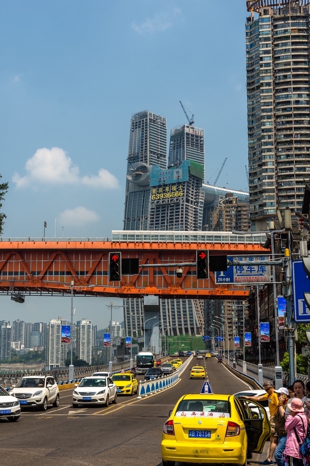 Chongqing China with Raffles city under construction in the background by SSC user noisrevid