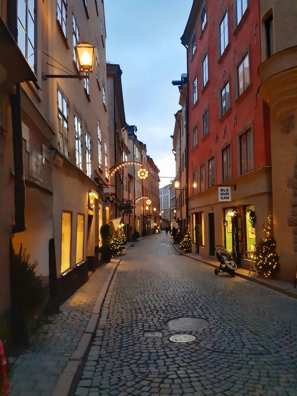 Christmas decorations in Old Town Stockholm 