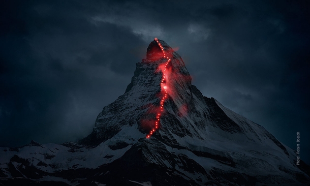 Climbers use light to trace the Matterhorns first ascent 