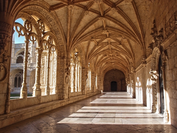 Cloister at Jernimos Monastery Lisbon Portugal 
