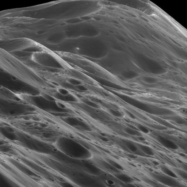 Closeup of  km high mountains on Iapetus Saturns rd largest moon x