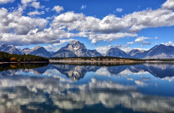 Clouds in the Lake - Chapel Bay in Grand Teton National Park USA  by Jeff Clow x-post rUnitedStatesofAmerica
