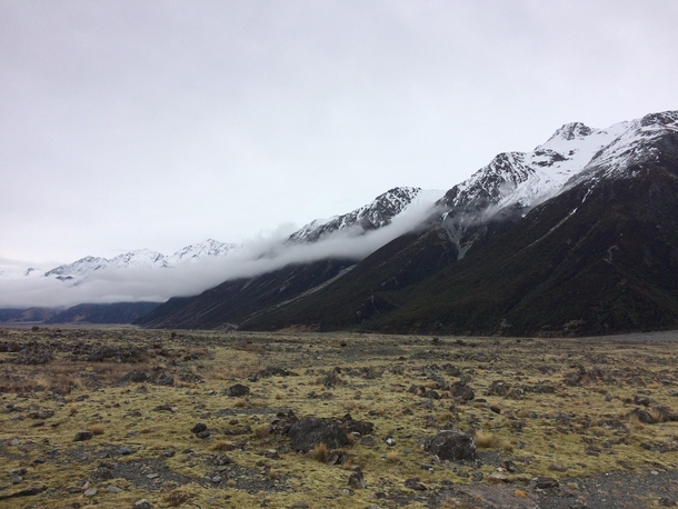 Clouds rolling into the valley Mount Cook National Park 