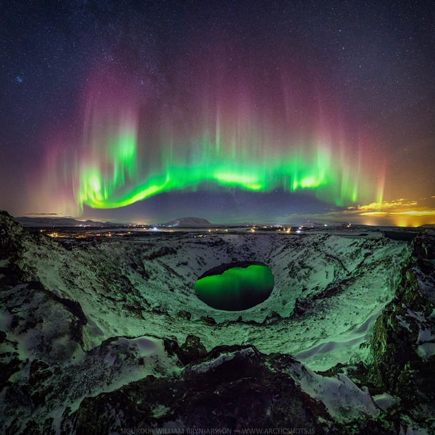 Colorful Aurora over Iceland  Mouseover for names of features