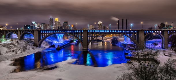 Colorful cold Minneapolis night 