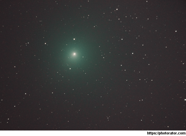 Comet P just barely visible with the naked eye right now 
