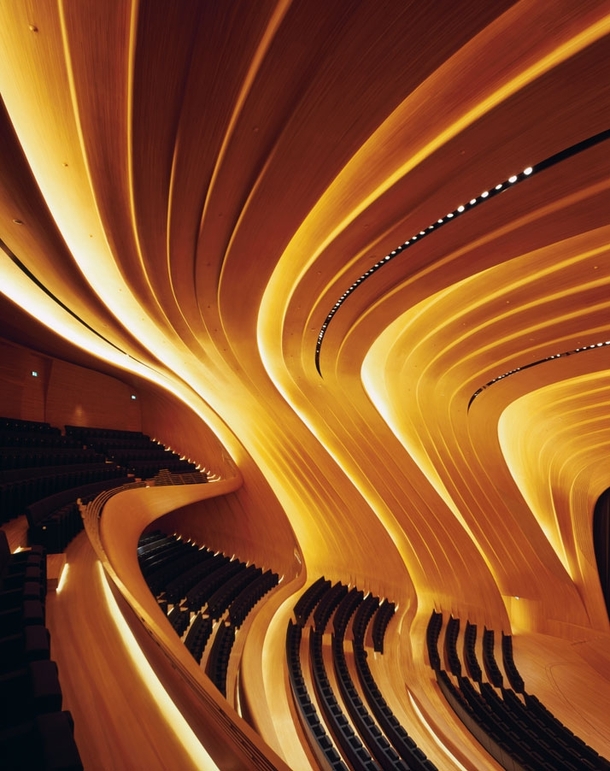 Concert hall in the Heydar Aliyev Center By Zaha Hadid Incredible example of fluid architecture 