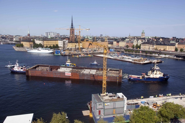 Continuing the tugs and tunnels theme construction of a commuter rail tunnel in central Stockholm 
