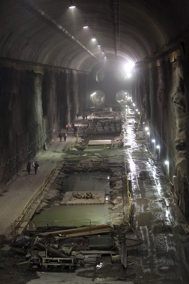 Contractors work on the East Side Access project beneath midtown Manhattan 
