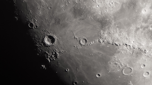 Copernicus Crater and the Montes Apennius mountains looked beautiful through my telescope last night 