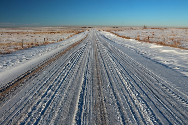County Road  in windswept eastern Colorado 