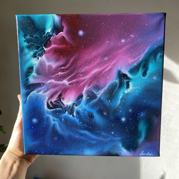 Creating abstract Nebula in oil paints OC