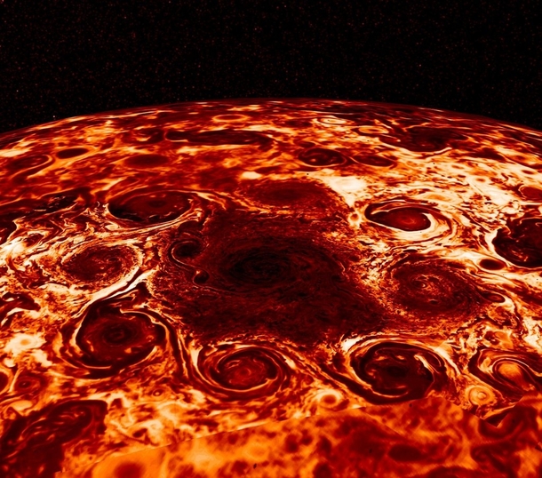 Cyclones On The Northern Pole Of Jupiter Look Just Like A Pepperoni Pizza