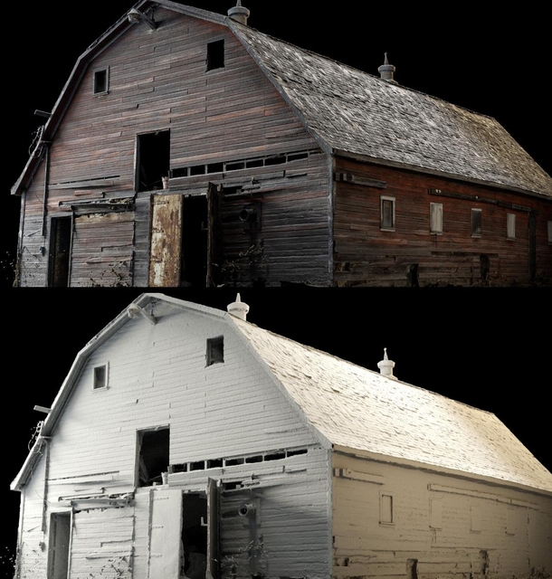 D scanned an old barn using a drone