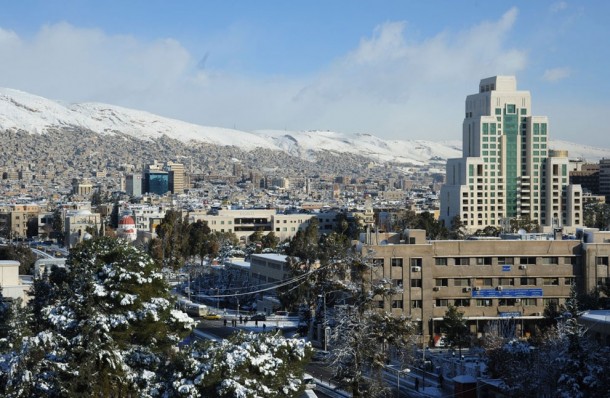 Damascus Syria after a rare snowfall 