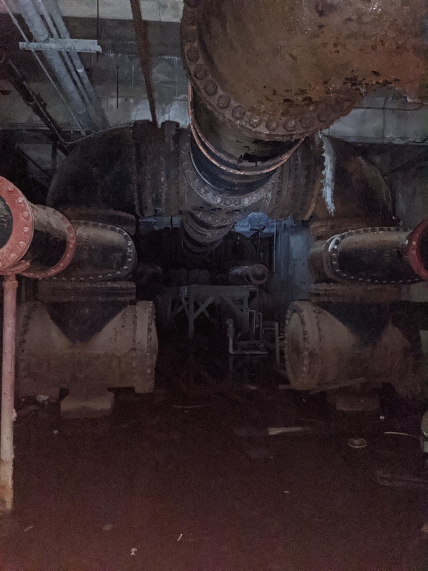 Dark basement of abandoned water treatment plant 