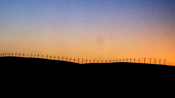 Dawning on Wind Turbines in Central CA USA 